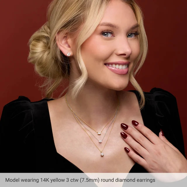 Three-Prong Round Martini Style Lab-Grown Diamond Stud Earrings