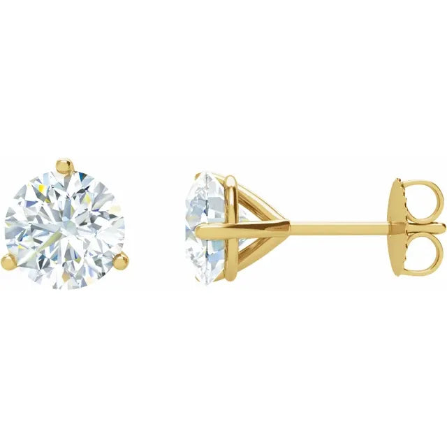 Three-Prong Round Martini Style Lab-Grown Diamond Stud Earrings