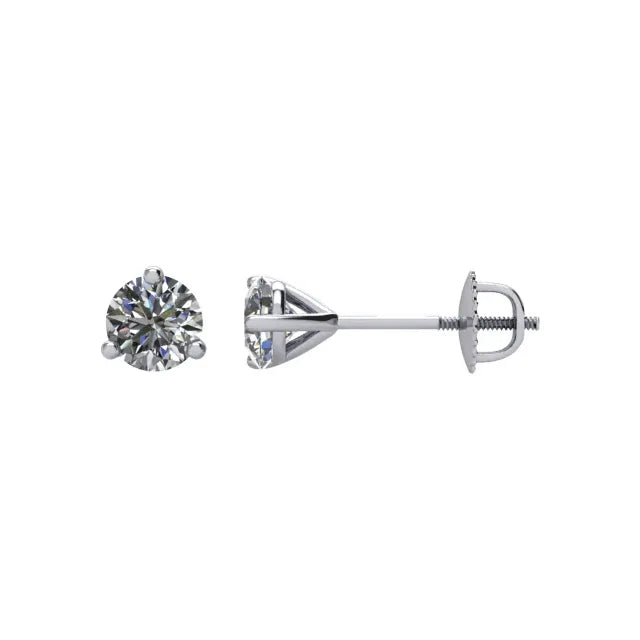 Three-Prong Round Martini Style Lab-Grown Diamond Stud Earrings