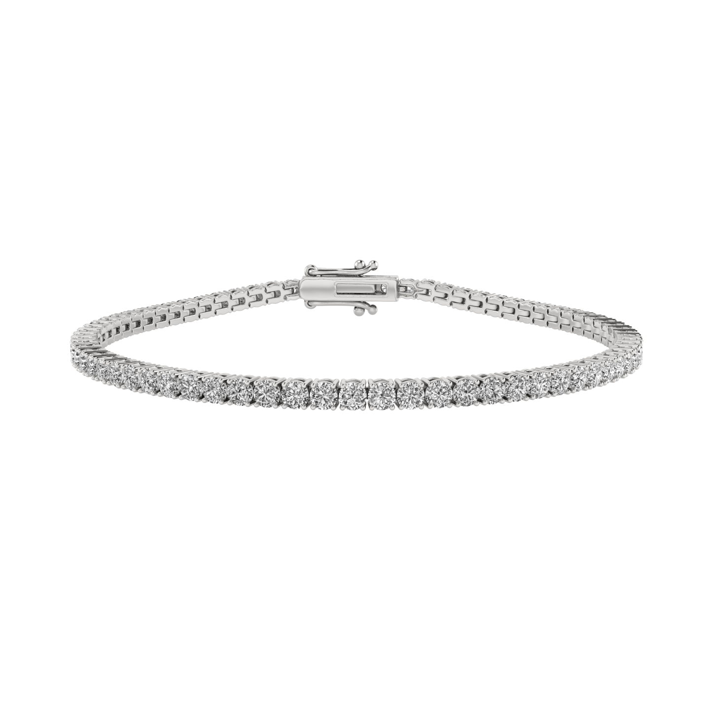 4 Prong Round Tennis Bracelet Double Safety