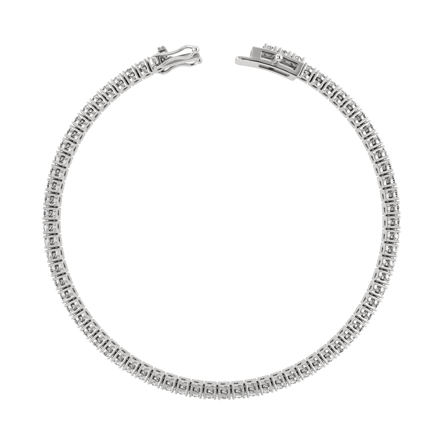 4 Prong Round Tennis Bracelet Double Safety
