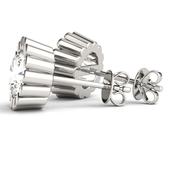 Round Flower Design Lab-Grown Diamond Stud Earrings