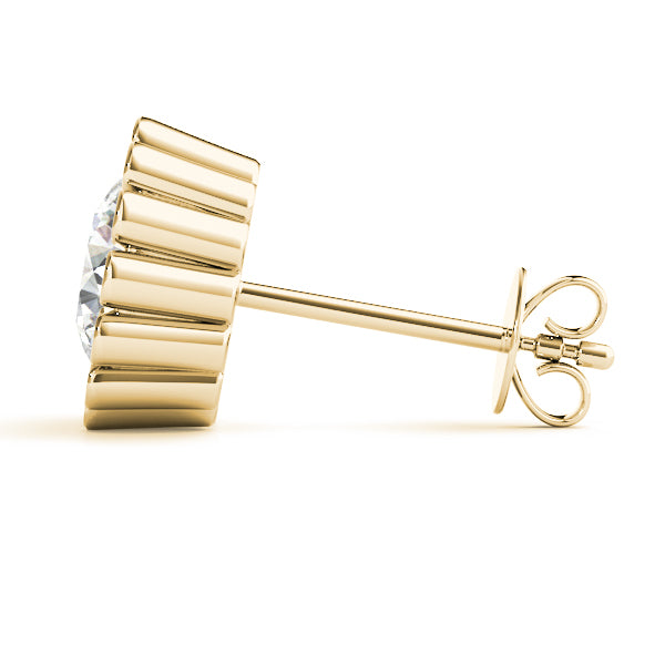 Round Flower Design Lab-Grown Diamond Stud Earrings