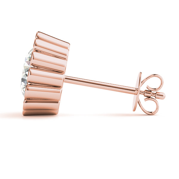 Round Flower Design Lab-Grown Diamond Stud Earrings