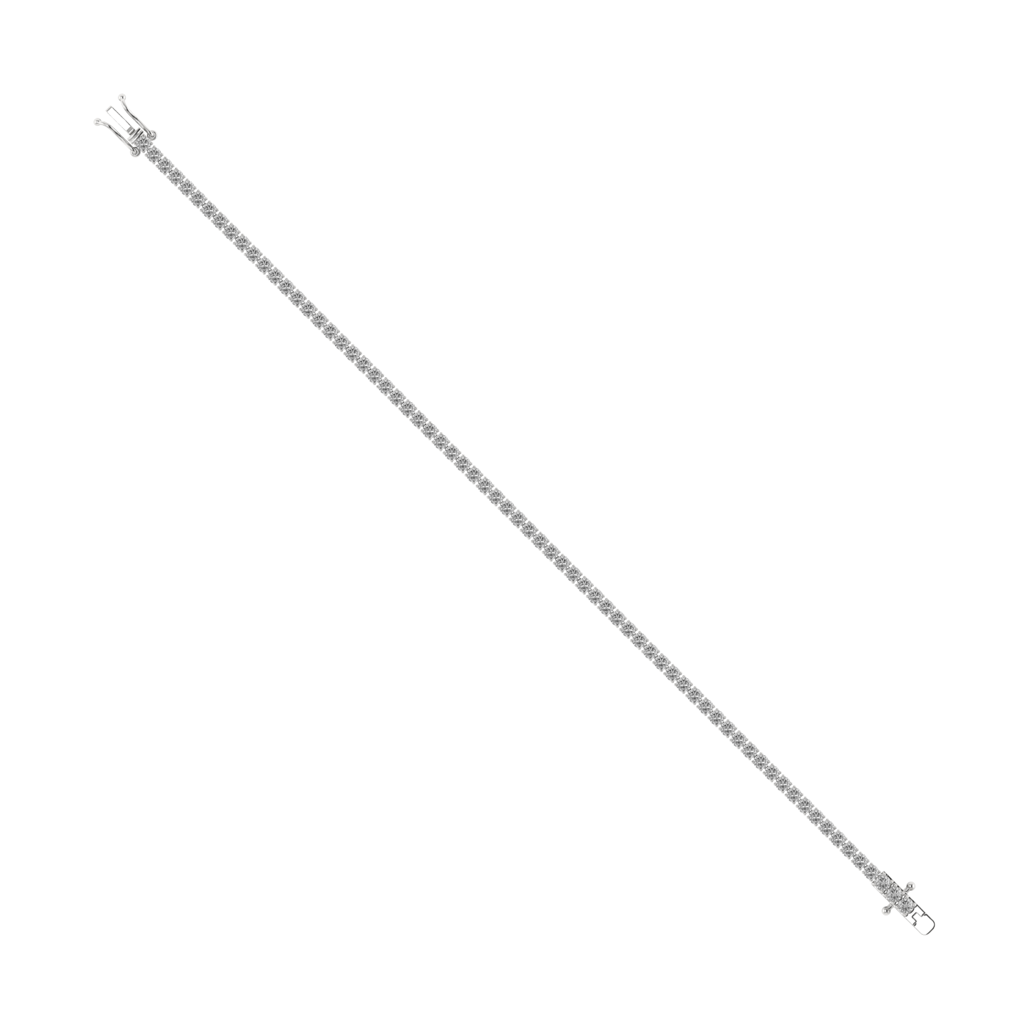4 Prong Round Tennis Bracelet Double Safety