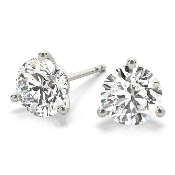 Three-Prong Round Martini Style Lab-Grown Diamond Stud Earrings