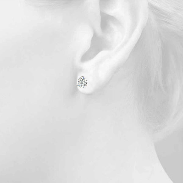 Three-Prong Round Martini Style Lab-Grown Diamond Stud Earrings