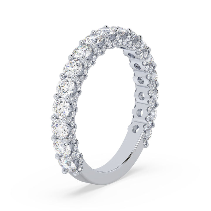 Luna Wedding Band in white metal, angled view.