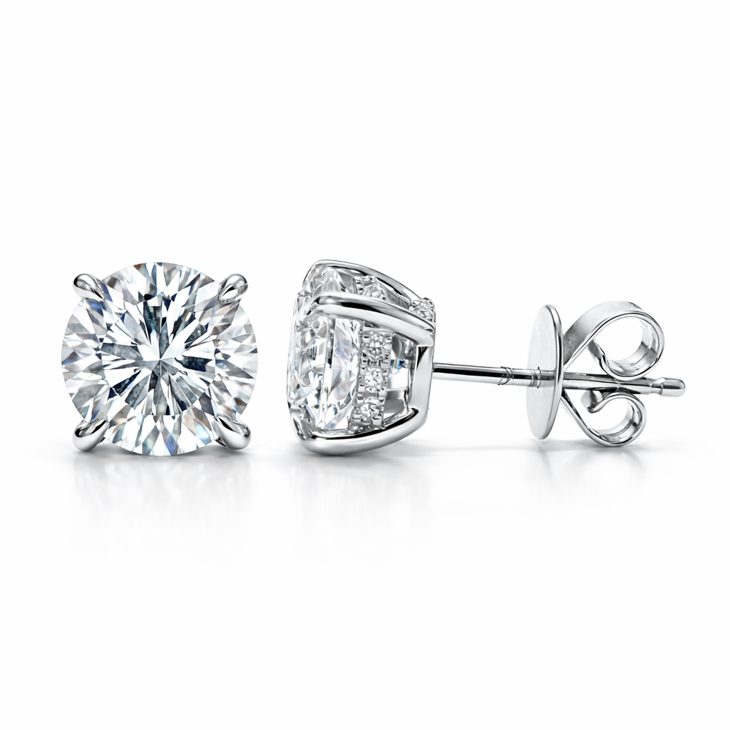 Round Hidden Halo Stud Earrings