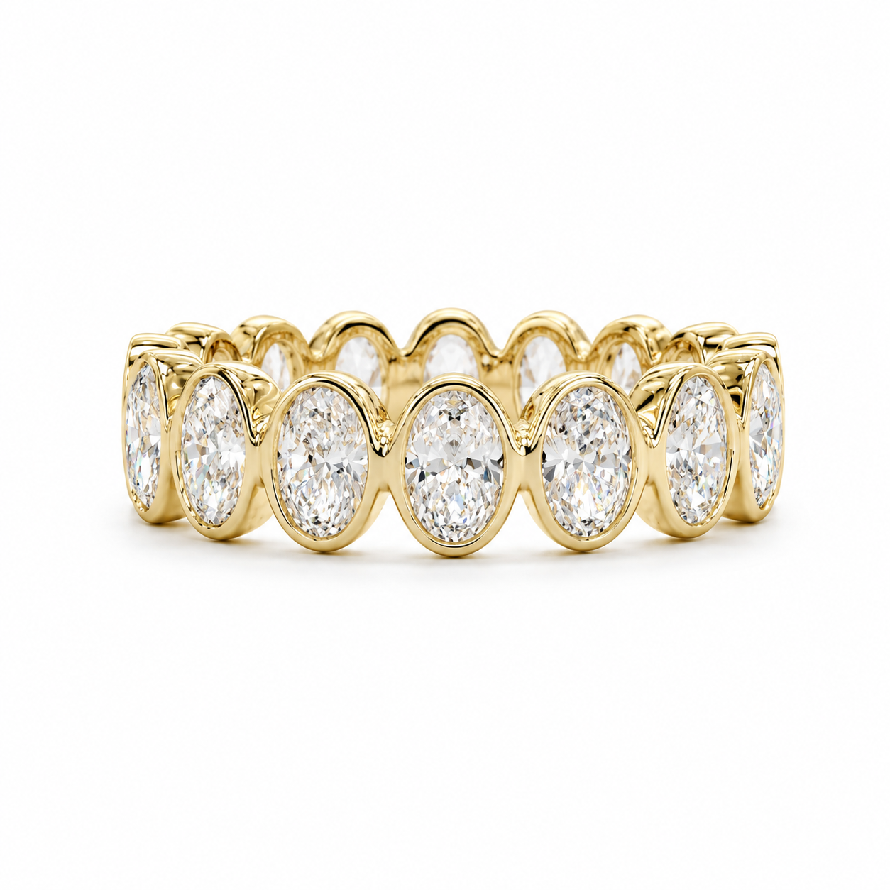 Oval Bezel Wedding Band