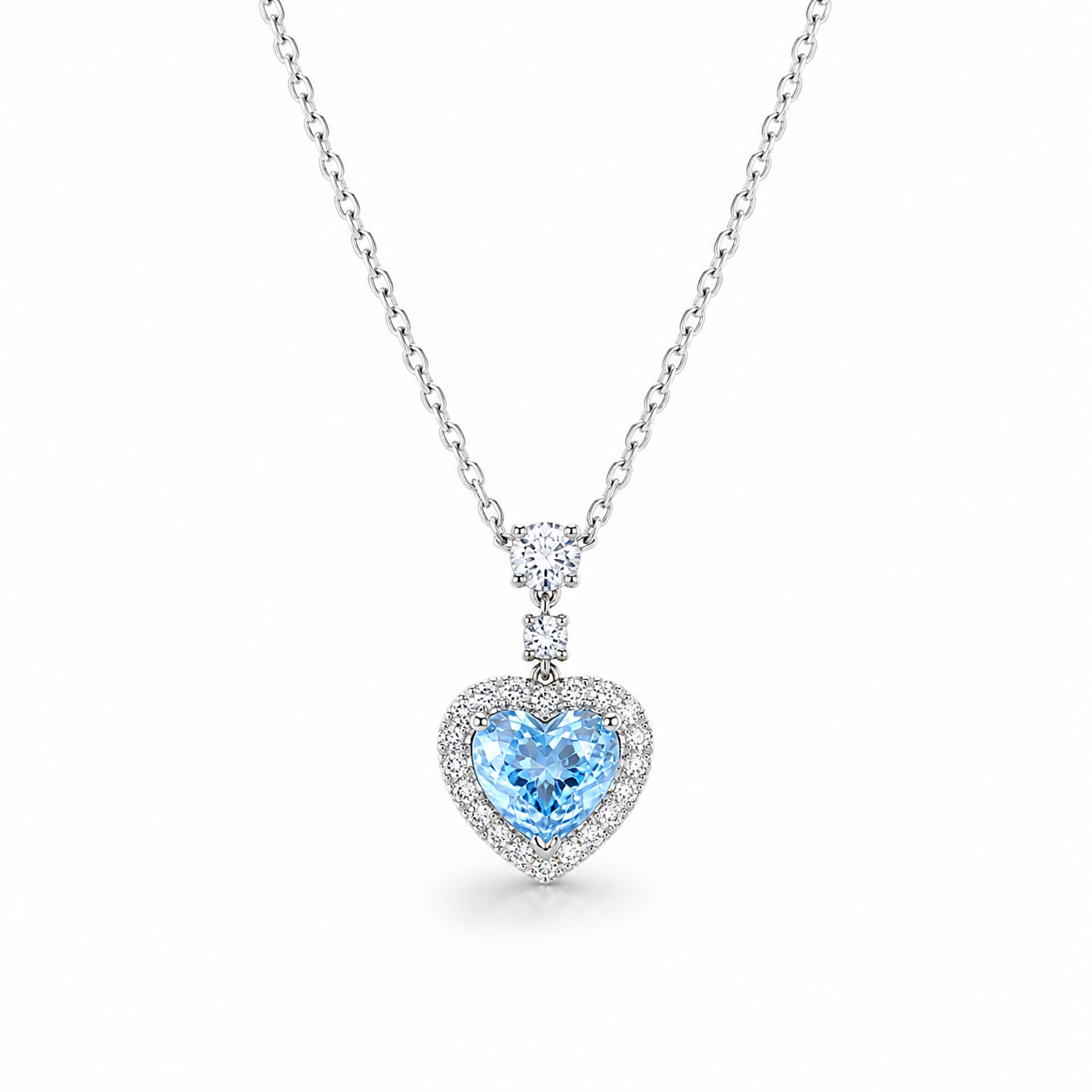 Blue Heart Pendant Necklace