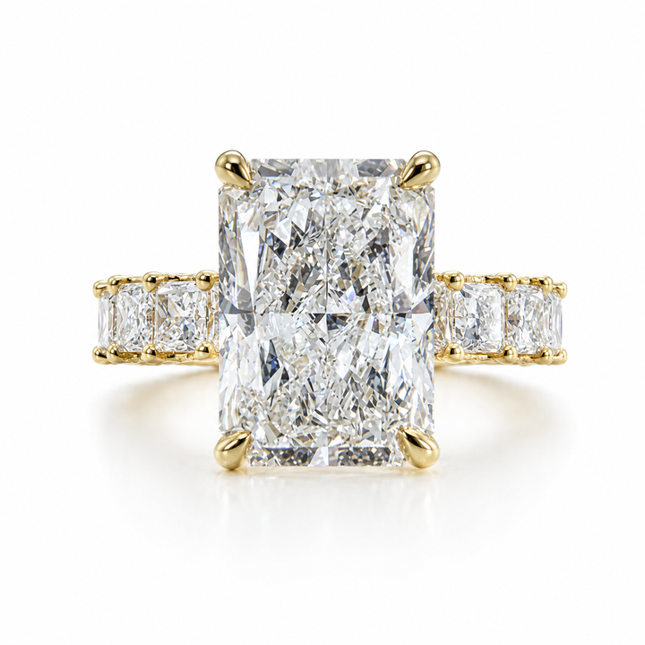 Chloe engagement ring with a radiant-cut lab-grown center diamond in yellow gold, front view.