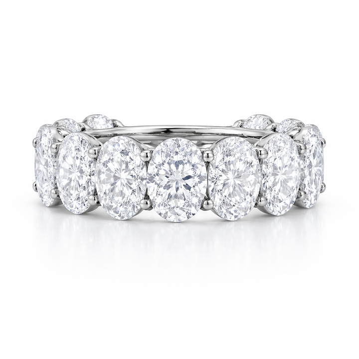 Gabriella Wedding Band in white metal, front view.