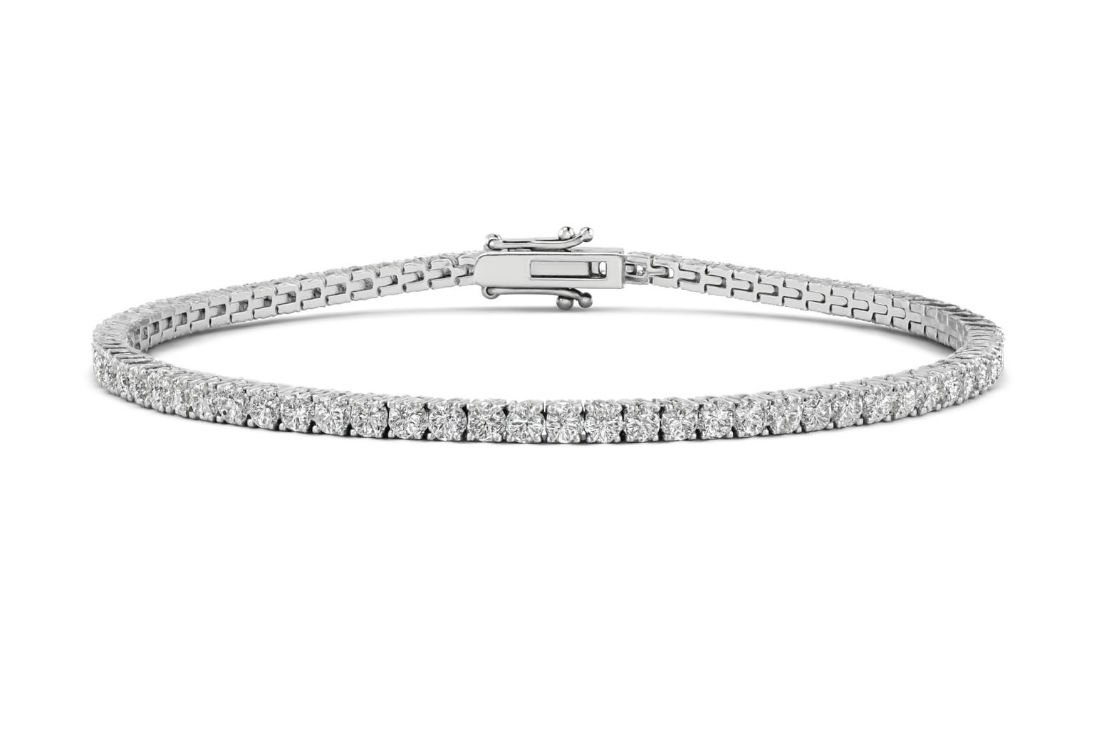 4 Prong Round Tennis Bracelet Double Safety