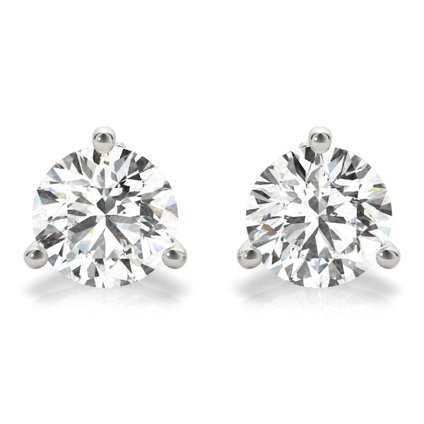 Three-Prong Round Martini Style Lab-Grown Diamond Stud Earrings