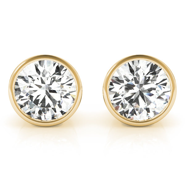 Round Bezel Set Lab-Grown Diamond Stud Earrings