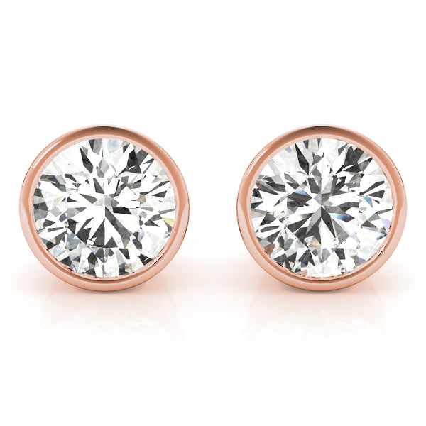 Round Bezel Set Lab-Grown Diamond Stud Earrings
