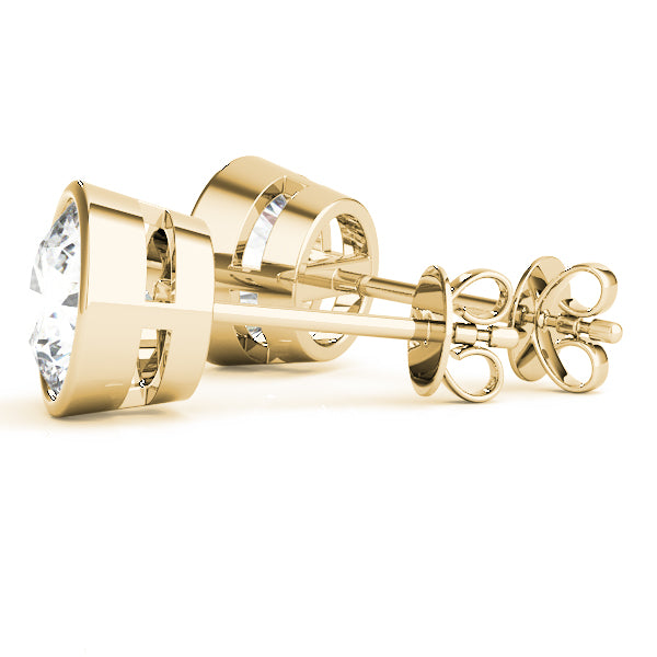 Round Bezel Set Lab-Grown Diamond Stud Earrings