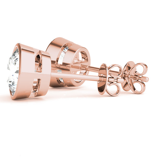 Round Bezel Set Lab-Grown Diamond Stud Earrings