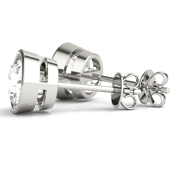 Round Bezel Set Lab-Grown Diamond Stud Earrings