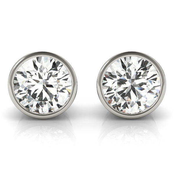 Round Bezel Set Lab-Grown Diamond Stud Earrings