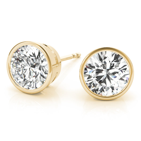 Round Bezel Set Lab-Grown Diamond Stud Earrings