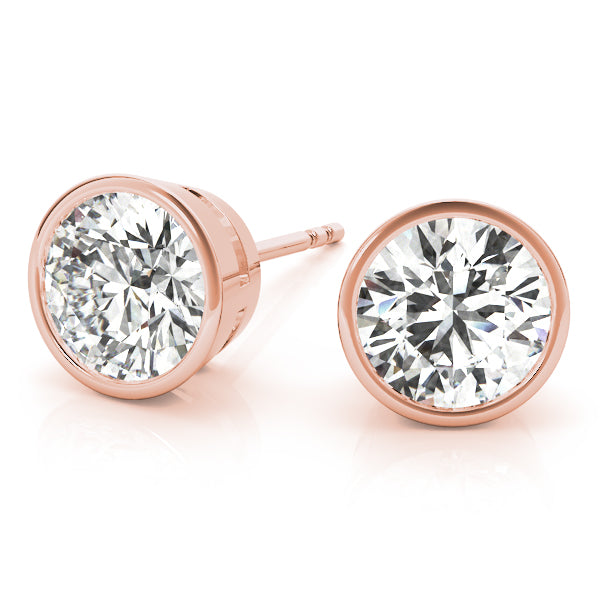 Round Bezel Set Lab-Grown Diamond Stud Earrings