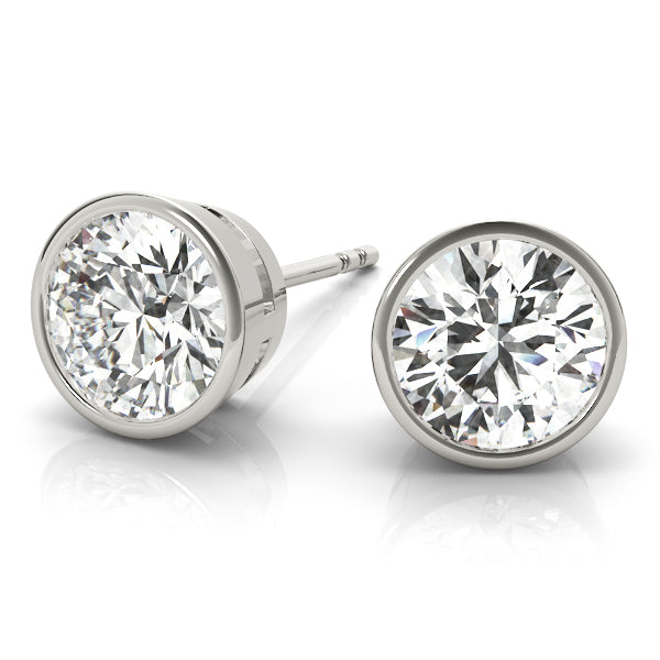 Round Bezel Set Lab-Grown Diamond Stud Earrings