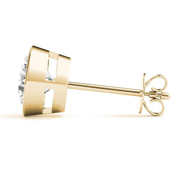 Round Bezel Set Lab-Grown Diamond Stud Earrings