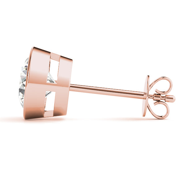 Round Bezel Set Lab-Grown Diamond Stud Earrings