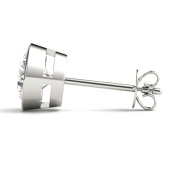 Round Bezel Set Lab-Grown Diamond Stud Earrings