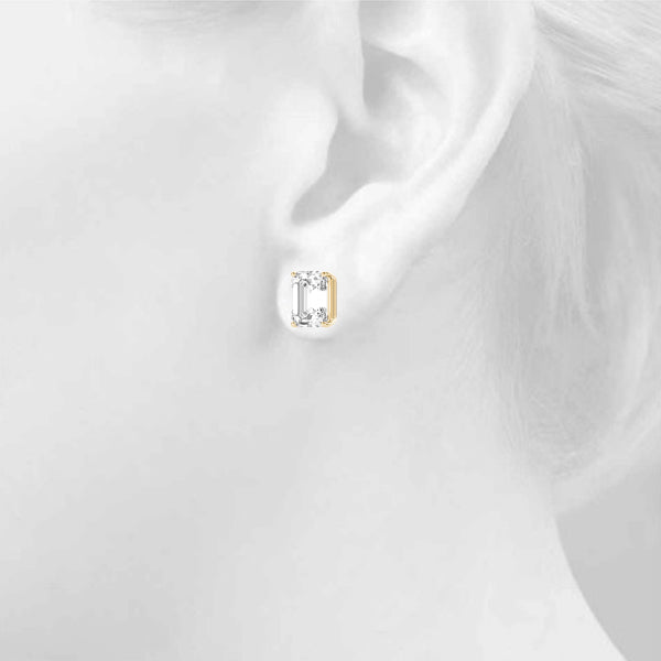 Emerald Cut Stud Earrings