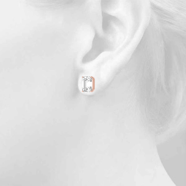 Emerald Cut Stud Earrings