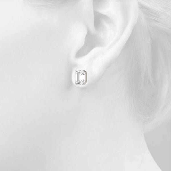 Emerald Cut Stud Earrings