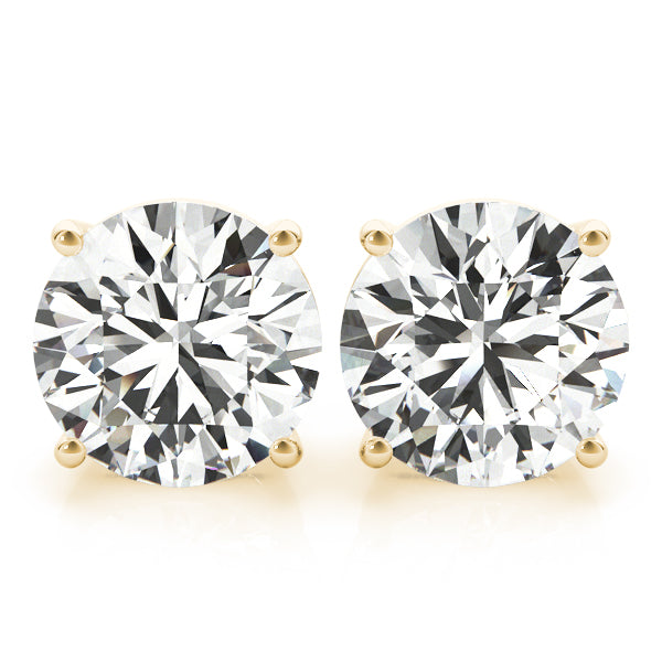 Round Brilliant Stud Earrings 4 Prong