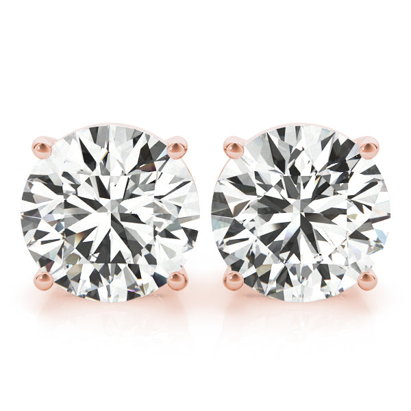 Round Brilliant Stud Earrings 4 Prong