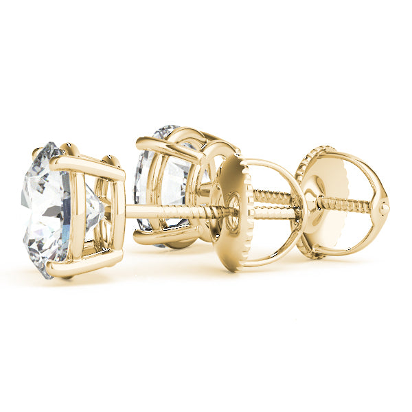 Round Brilliant Stud Earrings 4 Prong