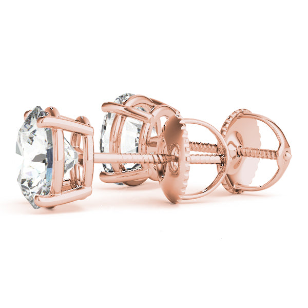 Round Brilliant Stud Earrings 4 Prong