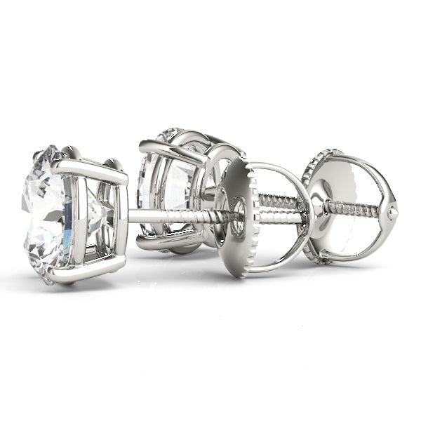 Round Brilliant Stud Earrings 4 Prong