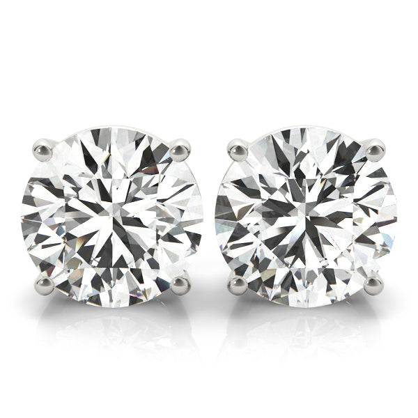 Round Brilliant Stud Earrings 4 Prong