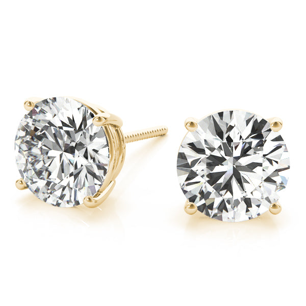 Round Brilliant Stud Earrings 4 Prong