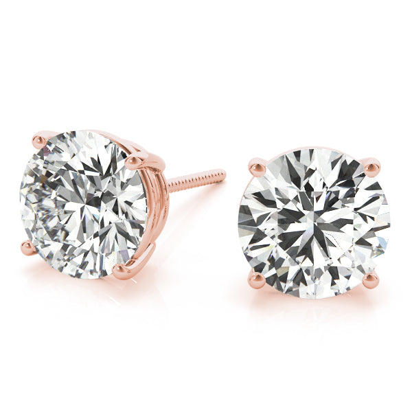 Round Brilliant Stud Earrings 4 Prong