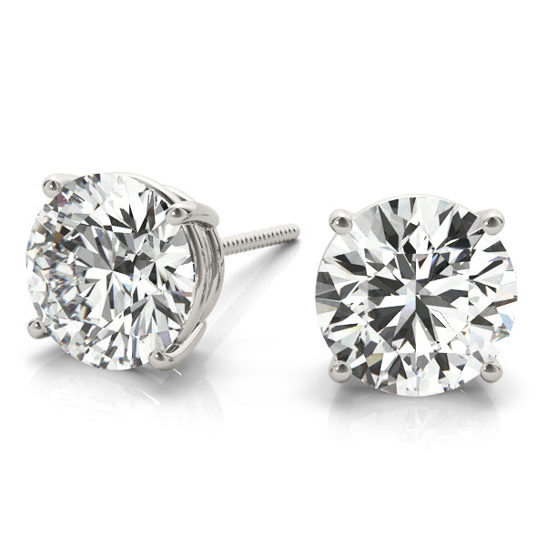 Round Brilliant Stud Earrings 4 Prong