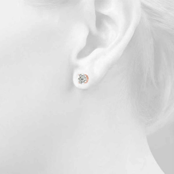 Round Brilliant Stud Earrings 4 Prong