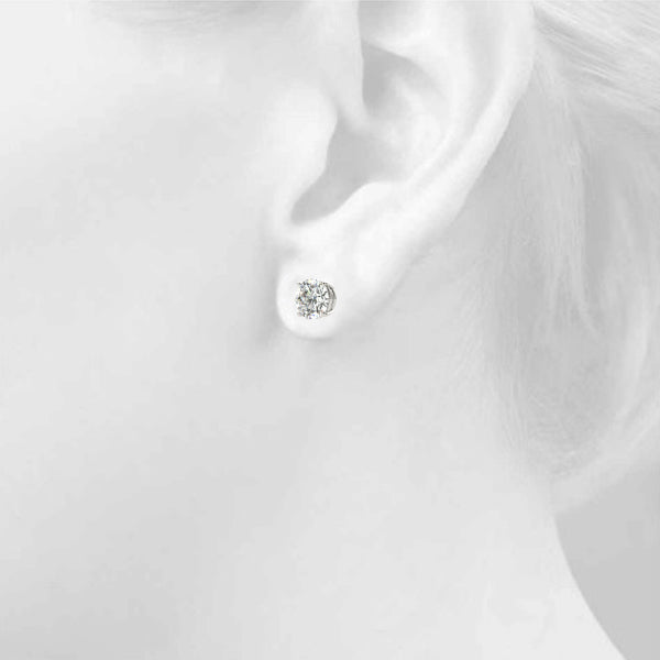 Round Brilliant Stud Earrings 4 Prong