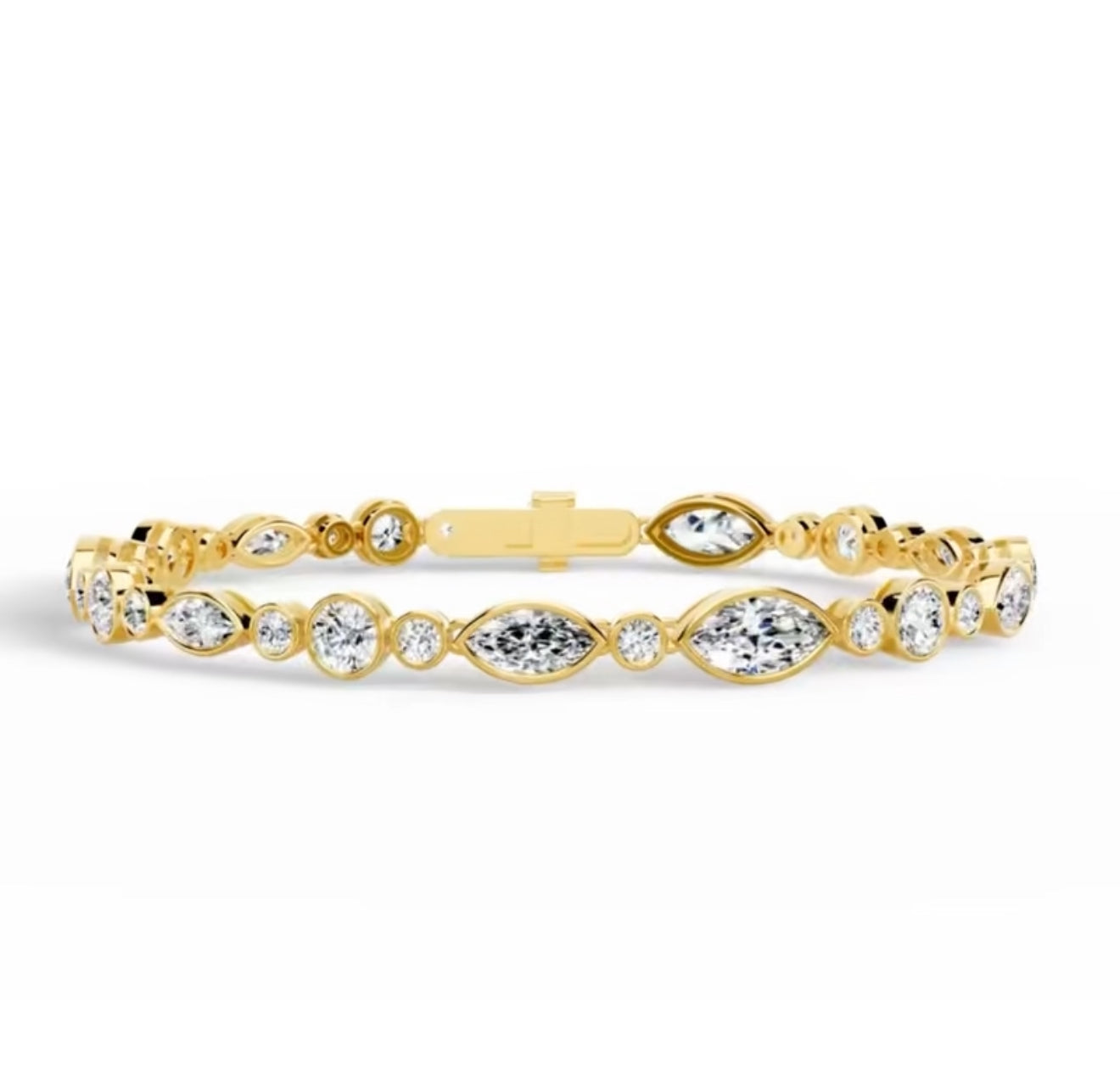 Marquise & Round Bezel Set Ladies Bracelet 10.37 carats
