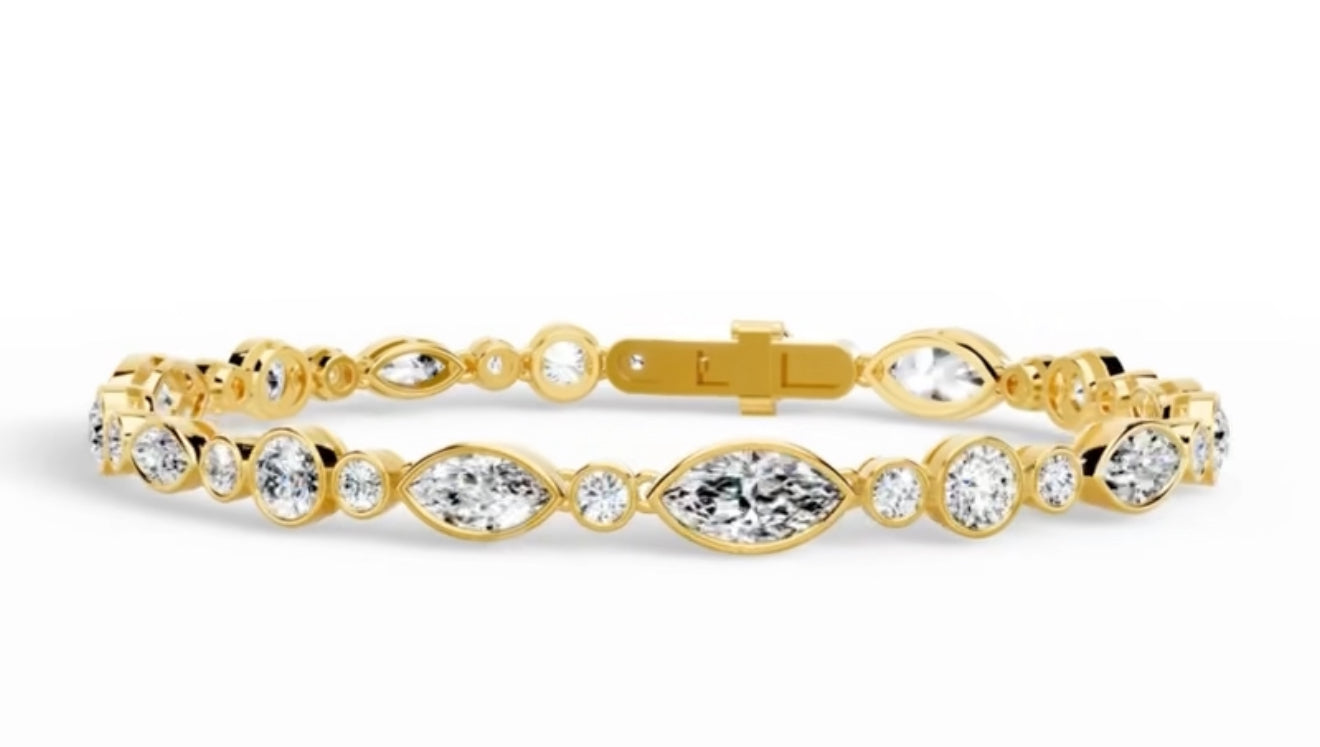 Marquise & Round Bezel Set Ladies Bracelet 10.37 carats