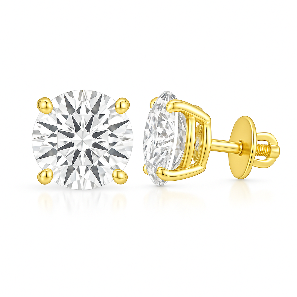 Three-Prong Round Martini Style Lab-Grown Diamond Stud Earrings