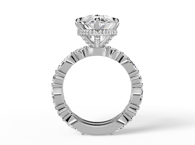 Pear on marquise round wedding band included