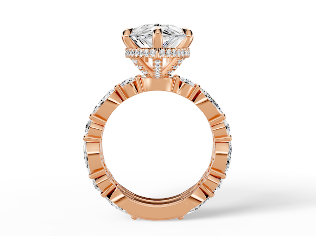 Pear on marquise round wedding band included